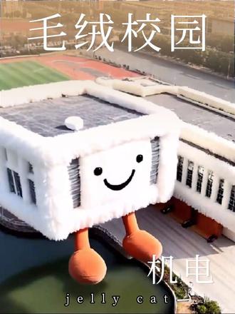 机电校园建筑变身毛绒绒啦！#机电#毛绒玩具#大学